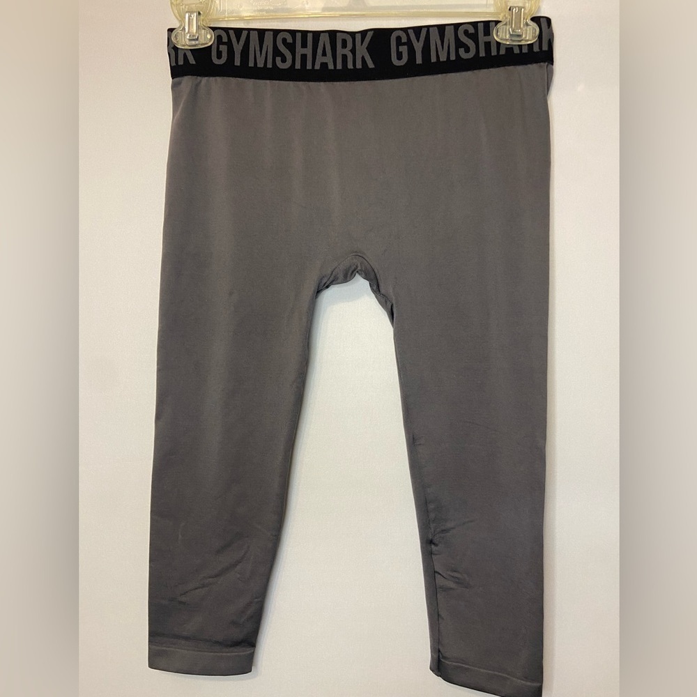 Gymshark Womens M Fit Cropped Leggings Charcoal Gray Pull On Stretch Gym